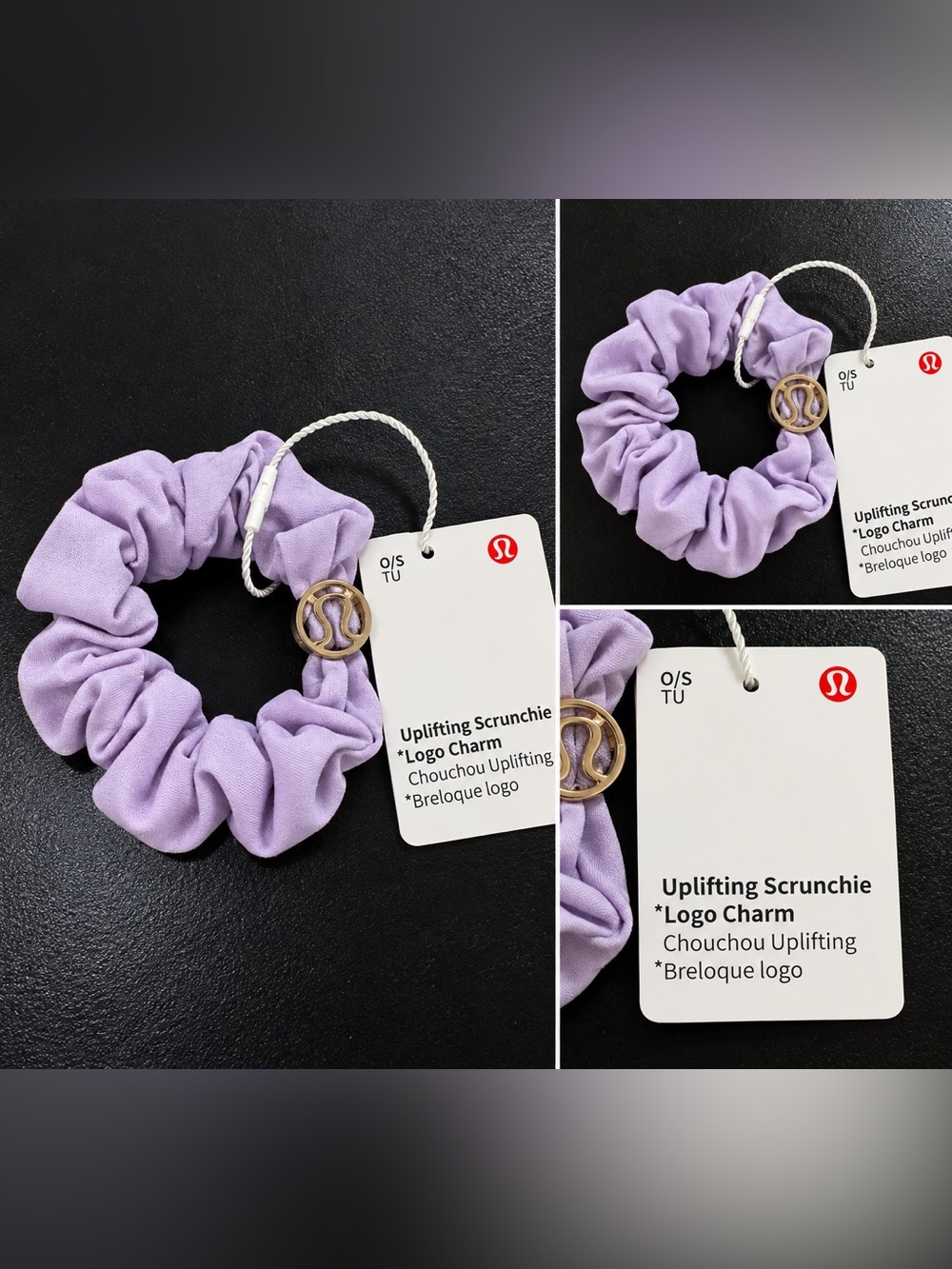 lululemon athletica Uplifting Scrunchie with Gold Logo Charm - Lavender
